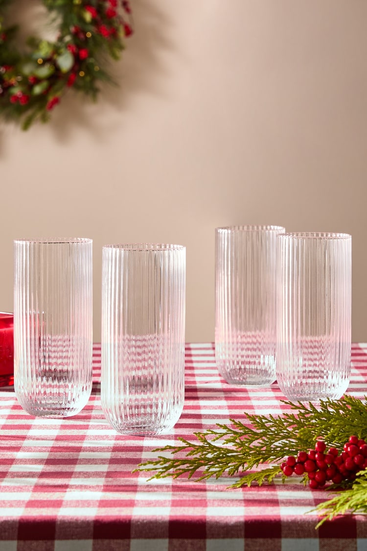 Set of 4 Clear Hollis Set of 4 Tall Tumbler Glasses - Image 2 of 5