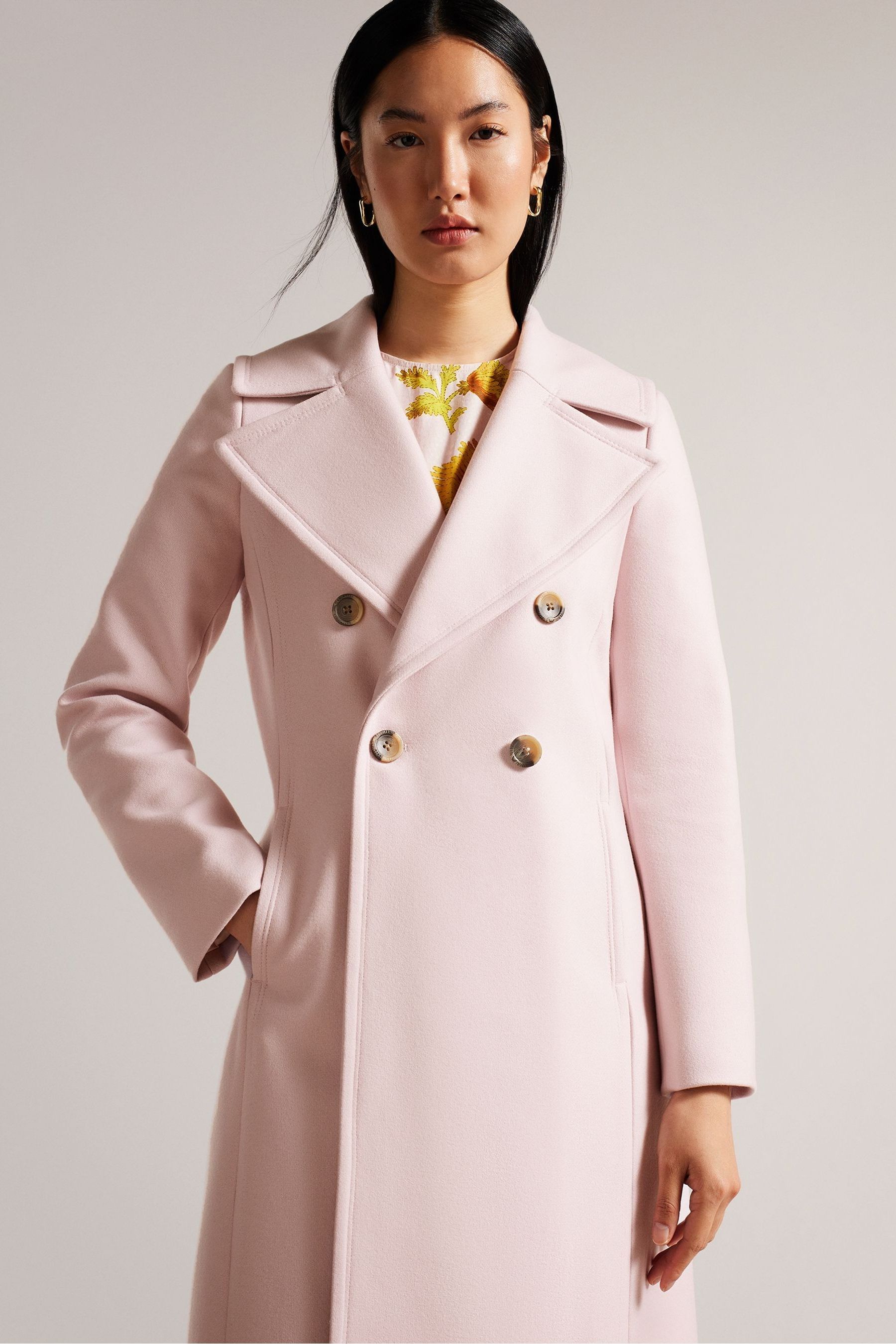 Buy Ted Baker Dusky Pink Marlei Full Length Wool Pea Coat from Next Luxembourg