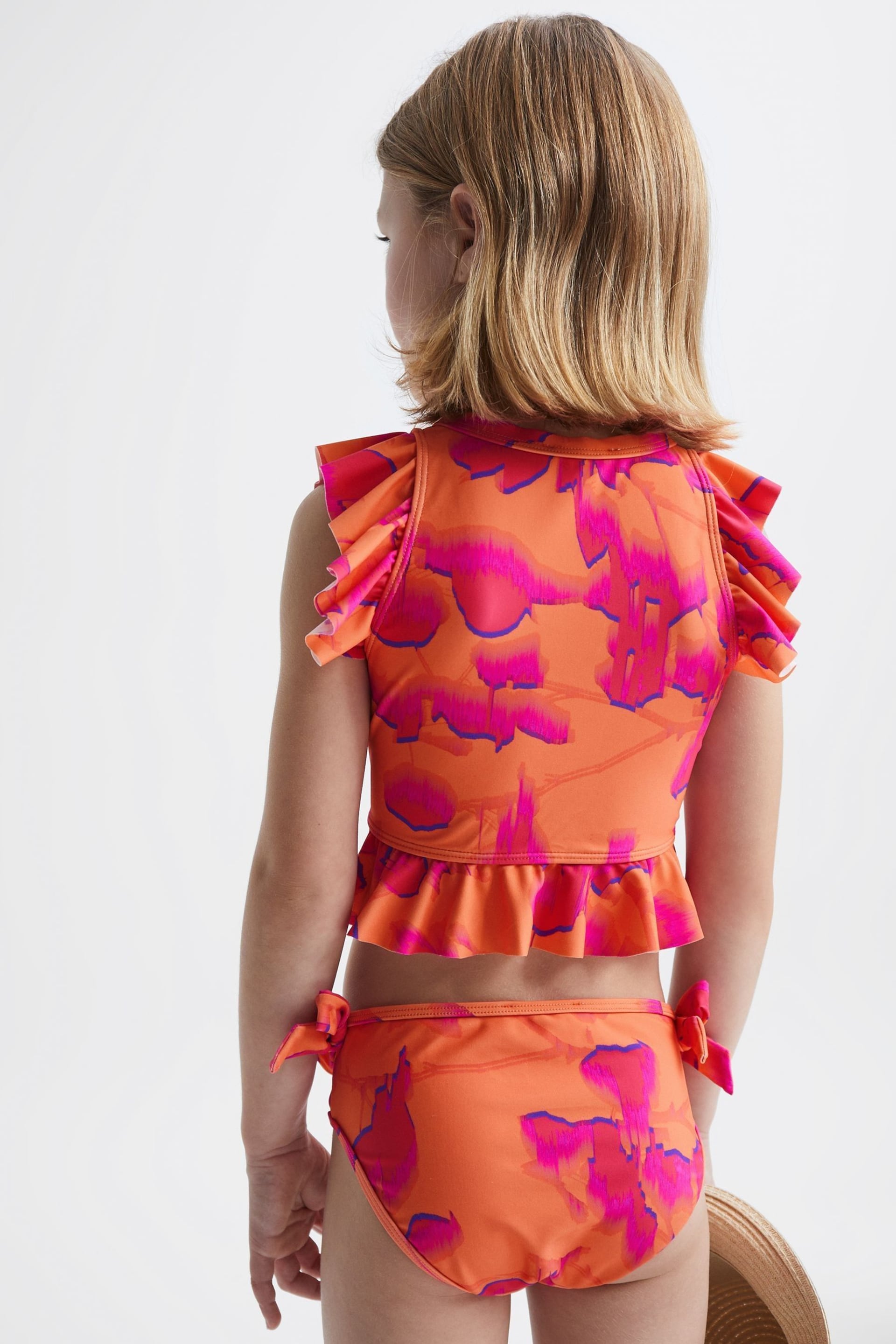 Reiss Orange Print Lilly Senior Floral Bikini Set - Image 4 of 5