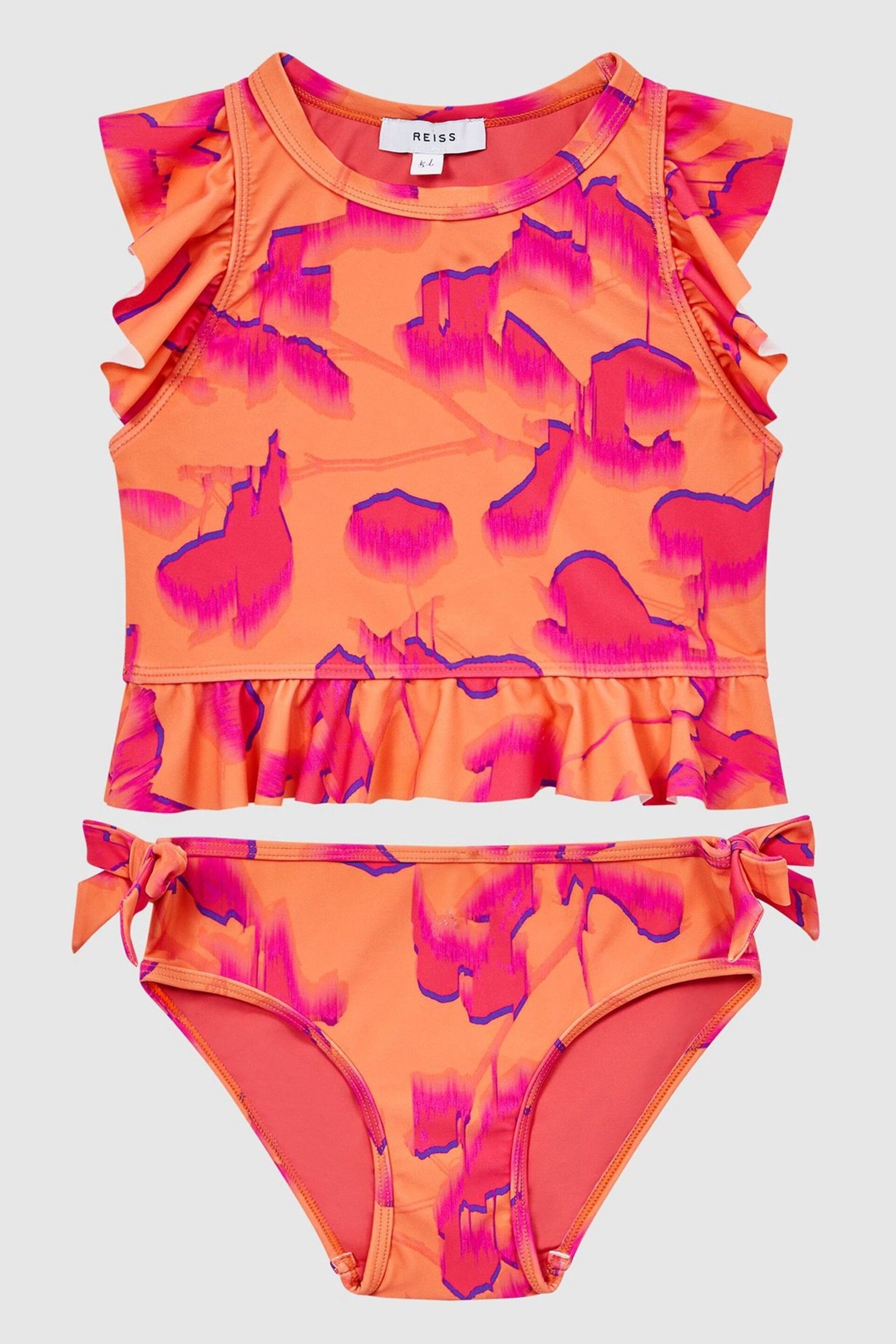 Reiss Orange Print Lilly Junior Floral Bikini Set - Image 2 of 5