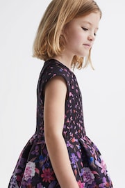 Reiss Purple Serafina Junior Scuba Floral Printed Dress - Image 3 of 5