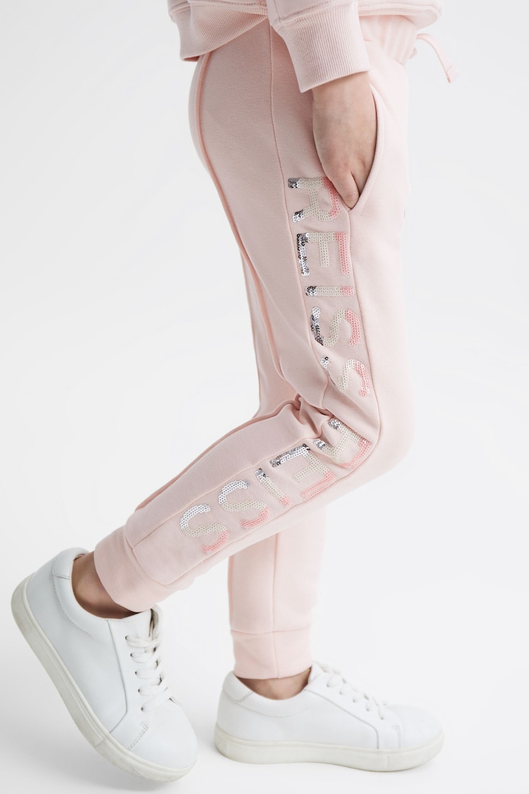 Reiss Soft Pink Maria Junior Sequin Joggers - Image 1 of 6