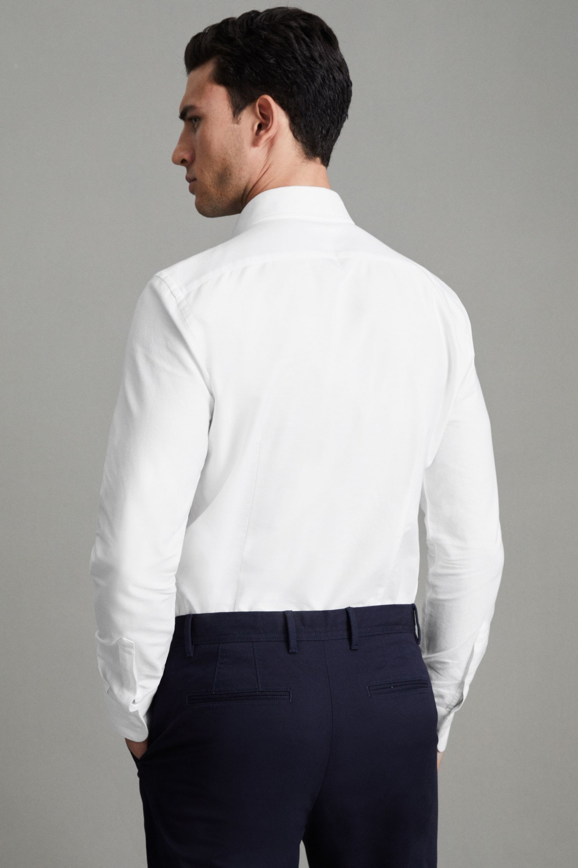 Reiss White Greenwich Slim Fit Cotton Oxford Shirt - Image 4 of 6