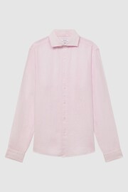 Reiss Soft Pink Ruban Linen Button-Through Shirt - Image 2 of 5