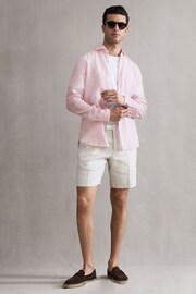 Reiss Soft Pink Ruban Linen Button-Through Shirt - Image 3 of 5