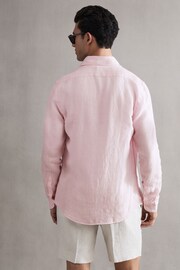 Reiss Soft Pink Ruban Linen Button-Through Shirt - Image 4 of 5
