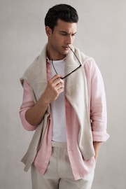Reiss Soft Pink Ruban Linen Button-Through Shirt - Image 5 of 5