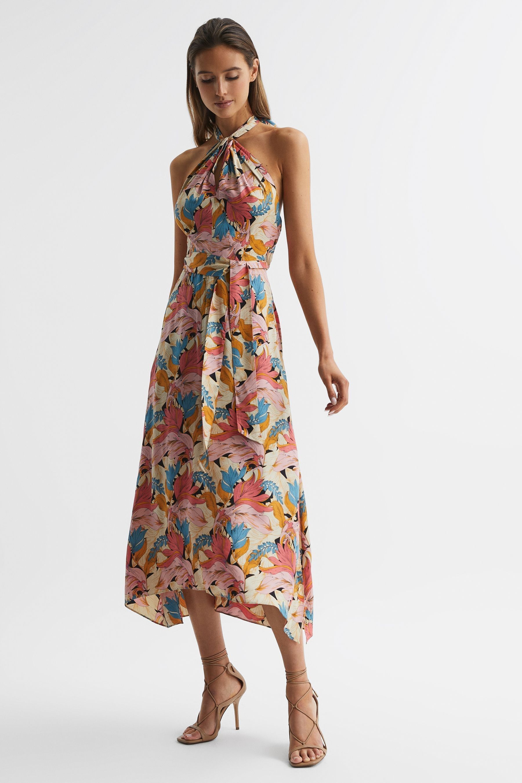 Halter neck midi dress uk deals