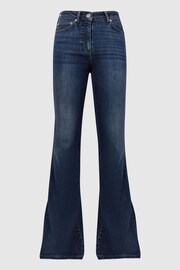 Reiss Mid Blue Beau Petite High Rise Skinny Flared Jeans - Image 2 of 6