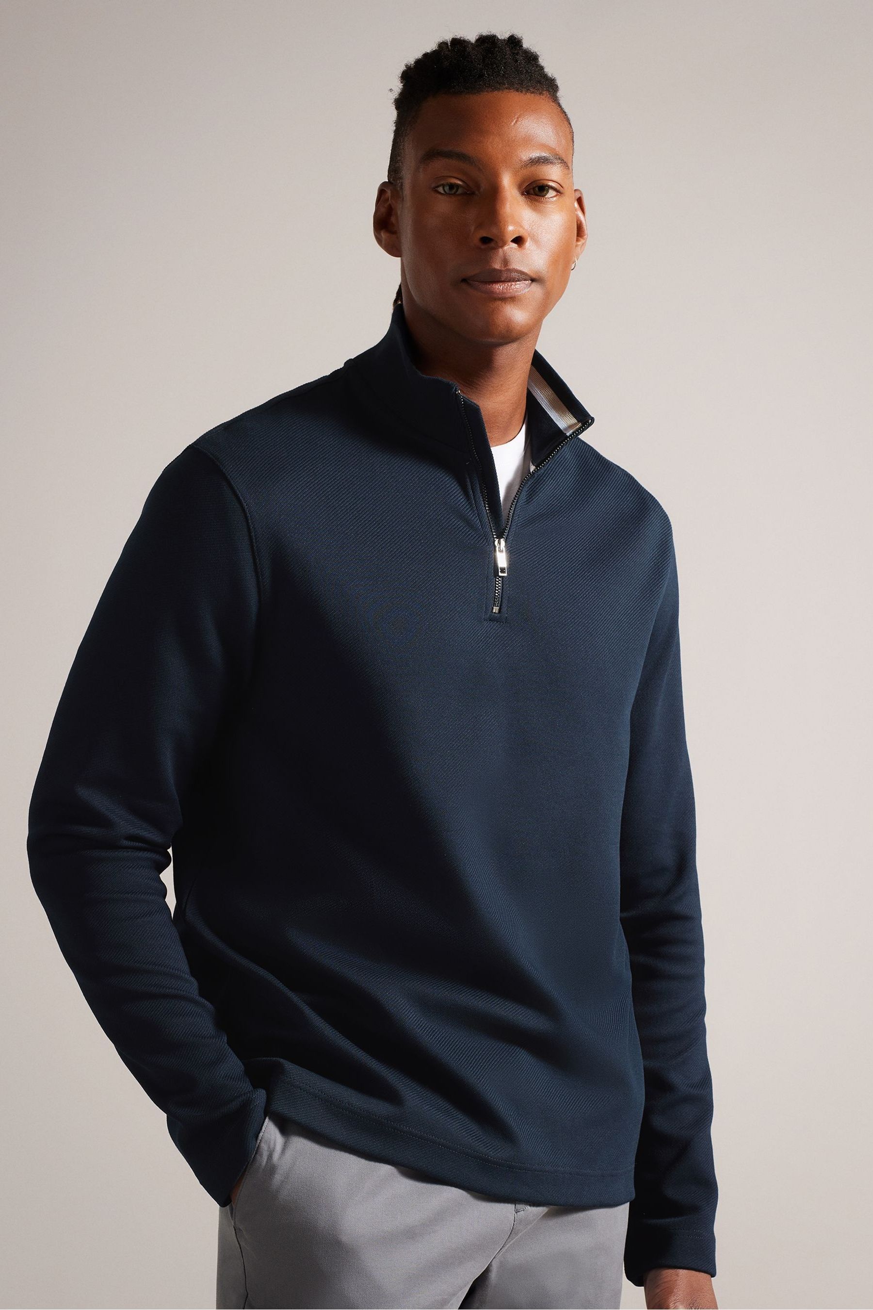 Buy Ted Baker Navy Blue Morric Light Half Zip Jumper from Next Ireland