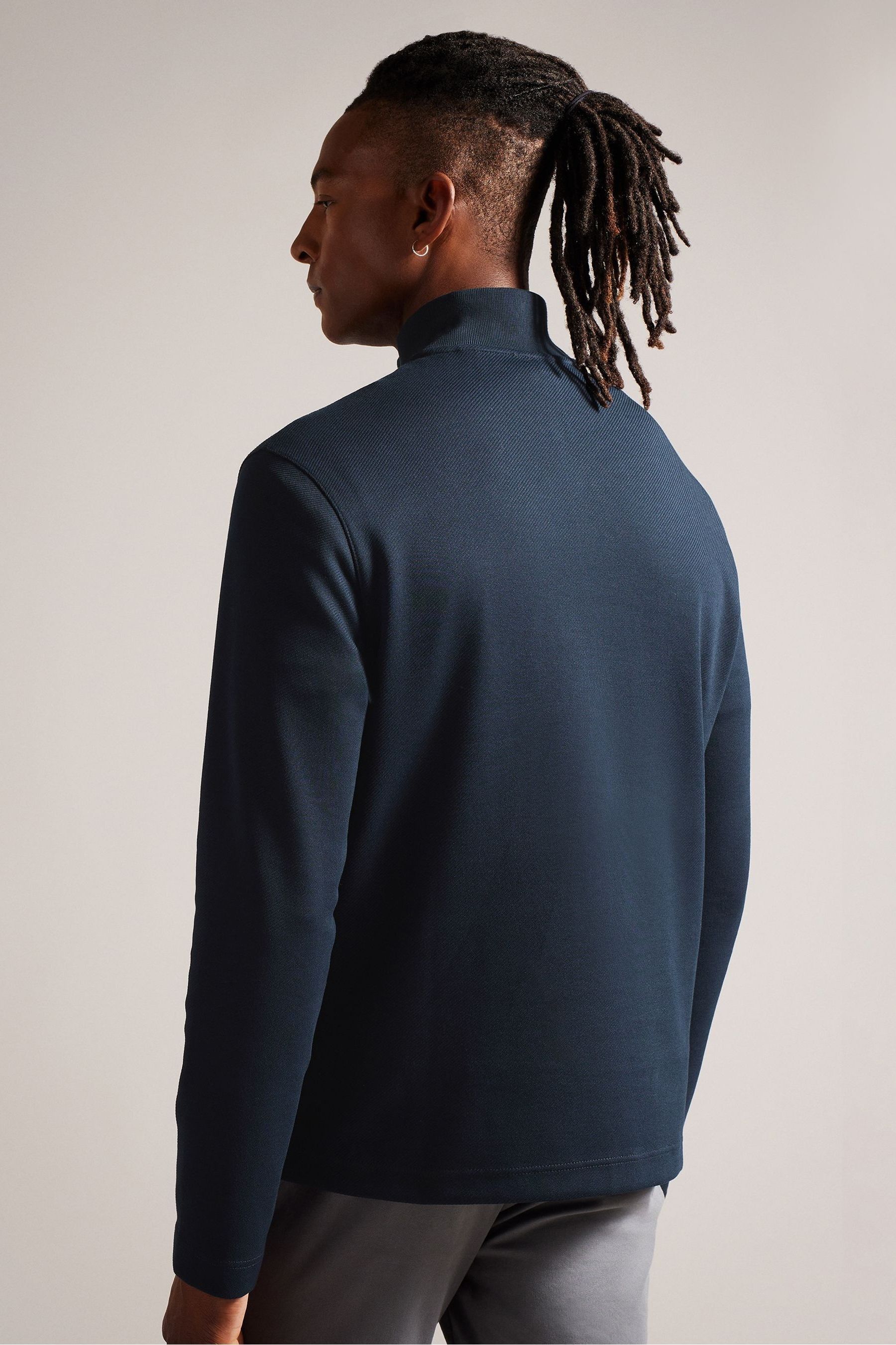 Buy Ted Baker Navy Blue Morric Light Half Zip Jumper from Next Luxembourg