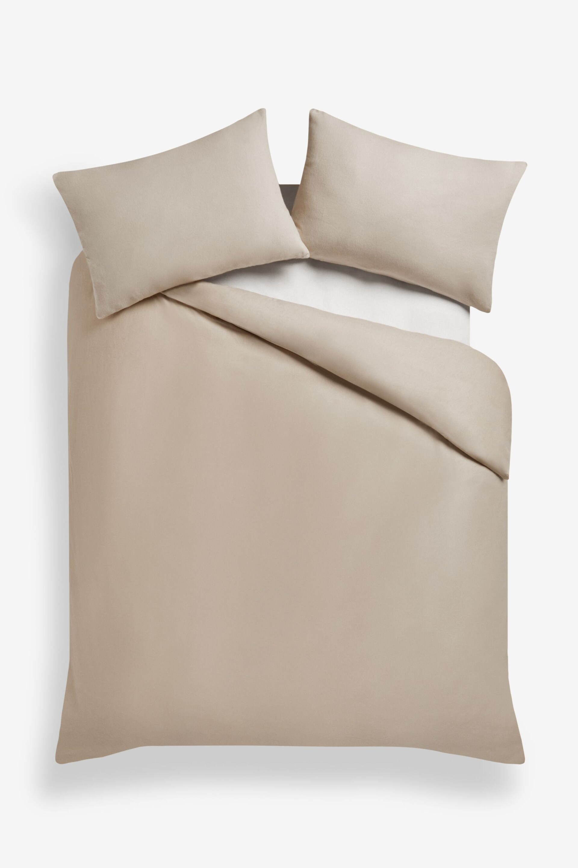 Natural 100% Cotton Supersoft Brushed Plain Duvet Cover And Pillowcase Set - Image 4 of 6