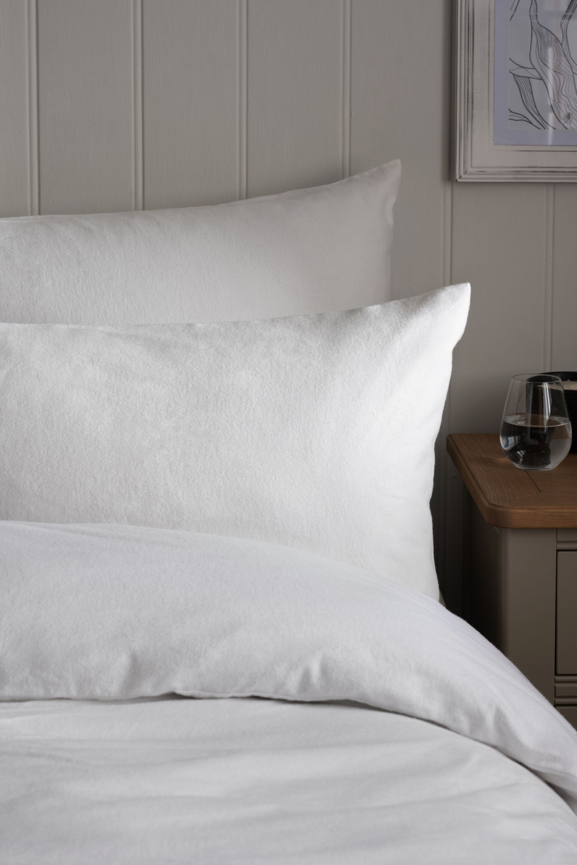 Set of 2 White 100% Cotton Supersoft Brushed Pillowcases - Image 1 of 1