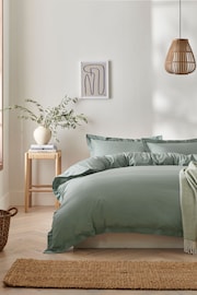 Green Sage Cotton Rich Oxford Duvet Cover and Pillowcase Set - Image 1 of 4
