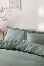 Green Sage Cotton Rich Oxford Duvet Cover and Pillowcase Set - Image 2 of 4