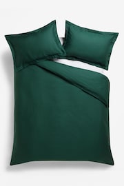 Green Dark Cotton Rich Oxford Duvet Cover and Pillowcase Set - Image 4 of 4