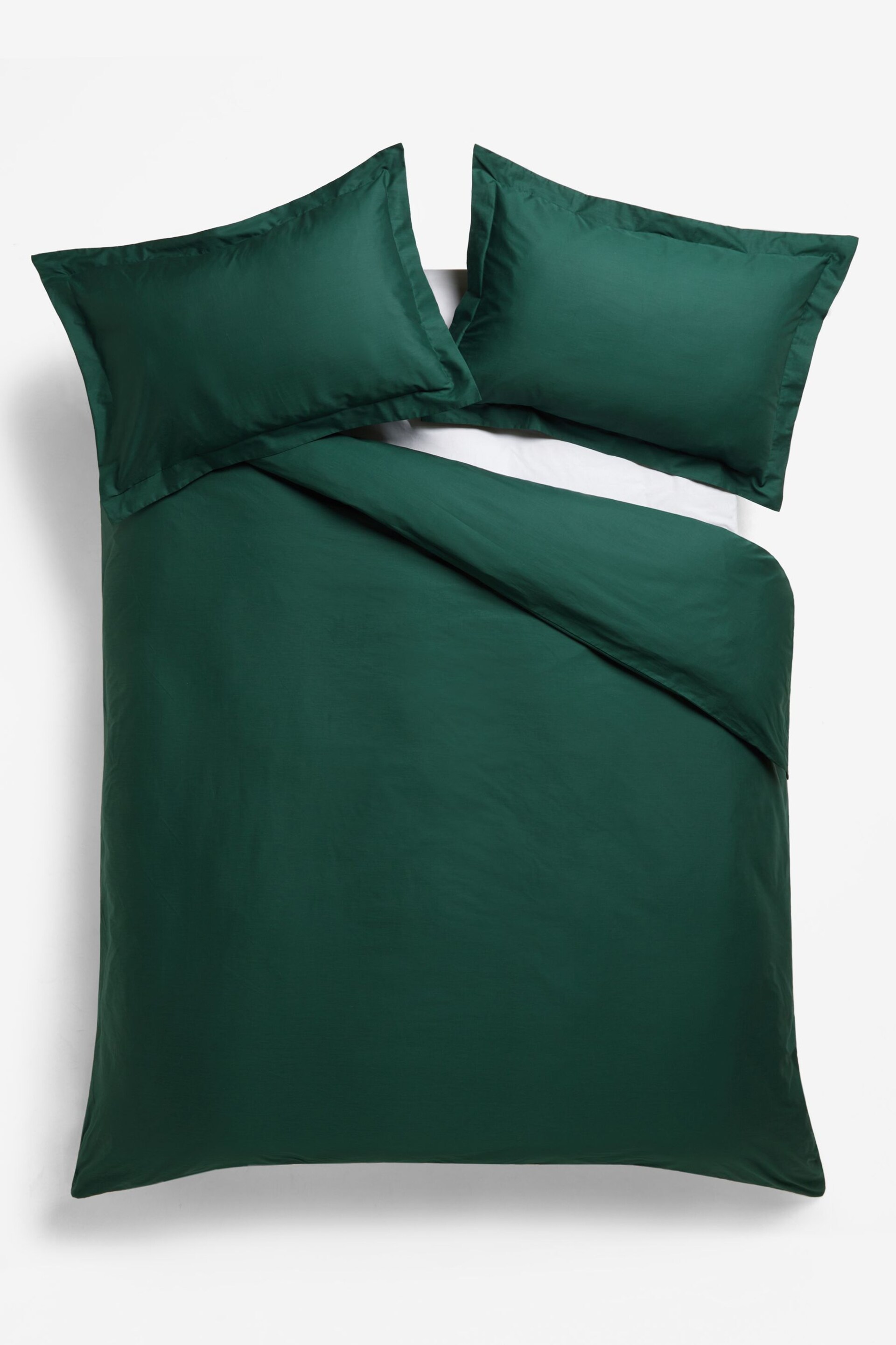 Green Dark Cotton Rich Oxford Duvet Cover and Pillowcase Set - Image 4 of 4