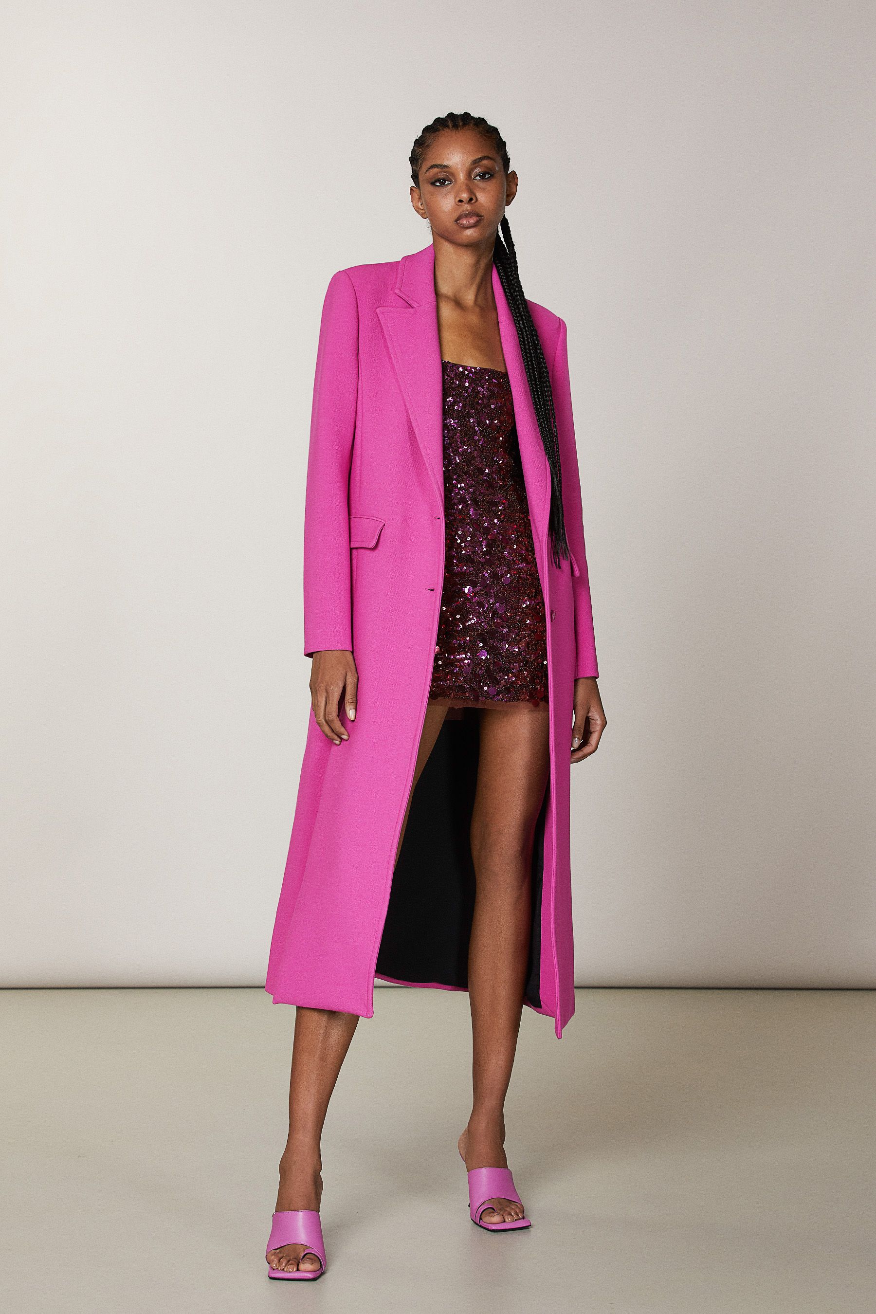 Pink longline coat discount