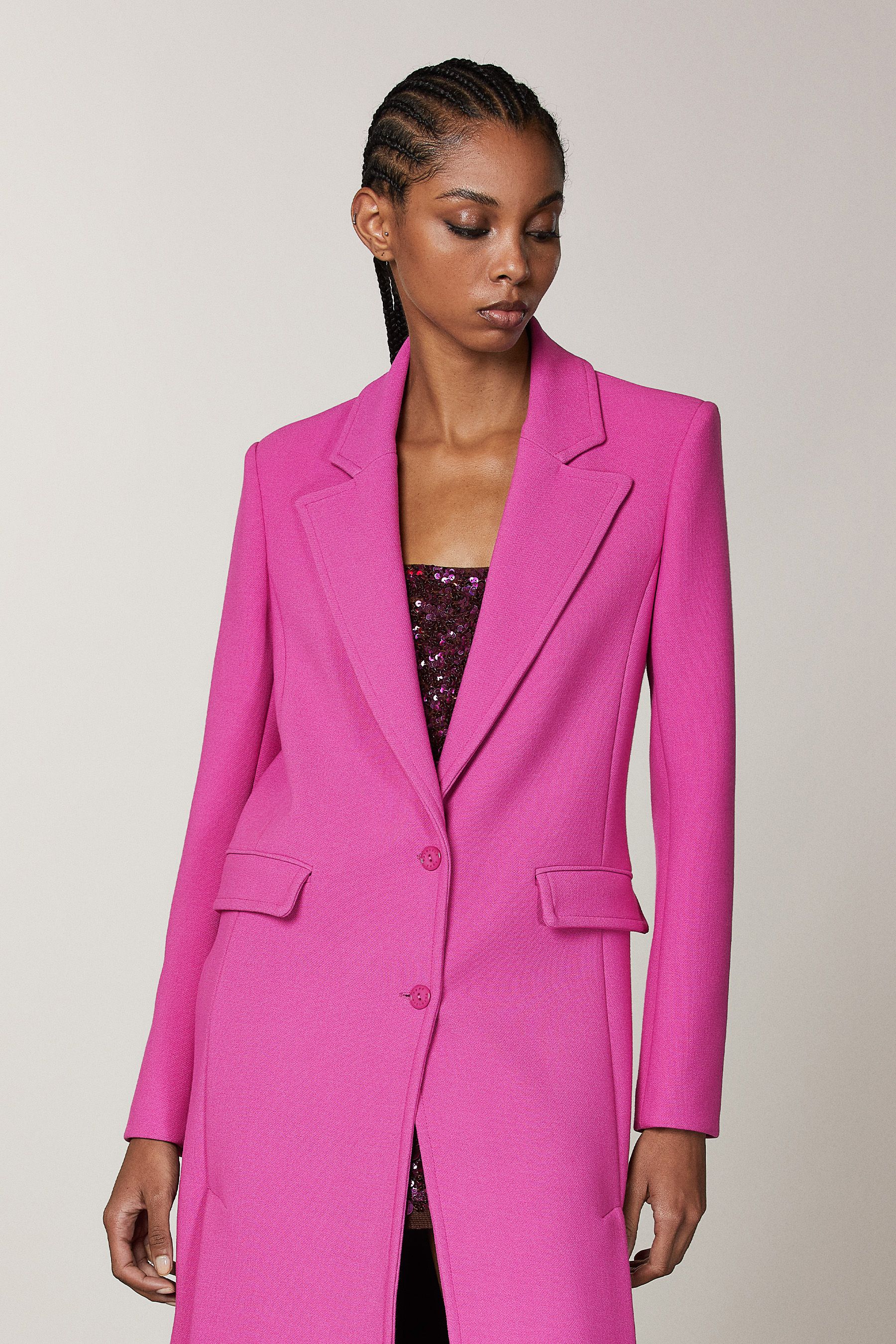 Buy Patrizia Pepe Pink Split Seam Longline Coat from Next Luxembourg