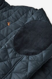 Navy Blue Diamond Quilt Corduroy Collared Funnel Jacket - Image 13 of 14