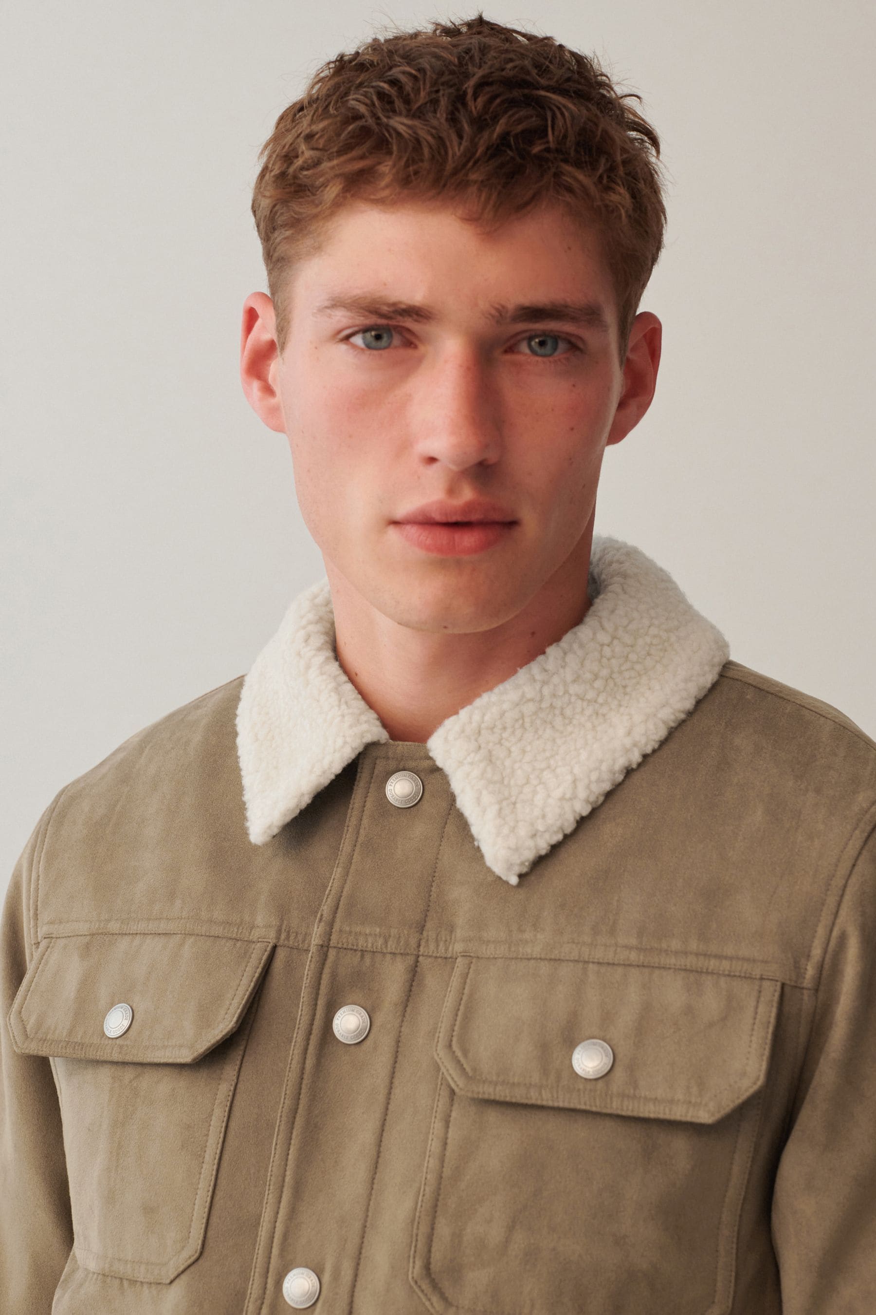 Faux suede borg collar jacket discount