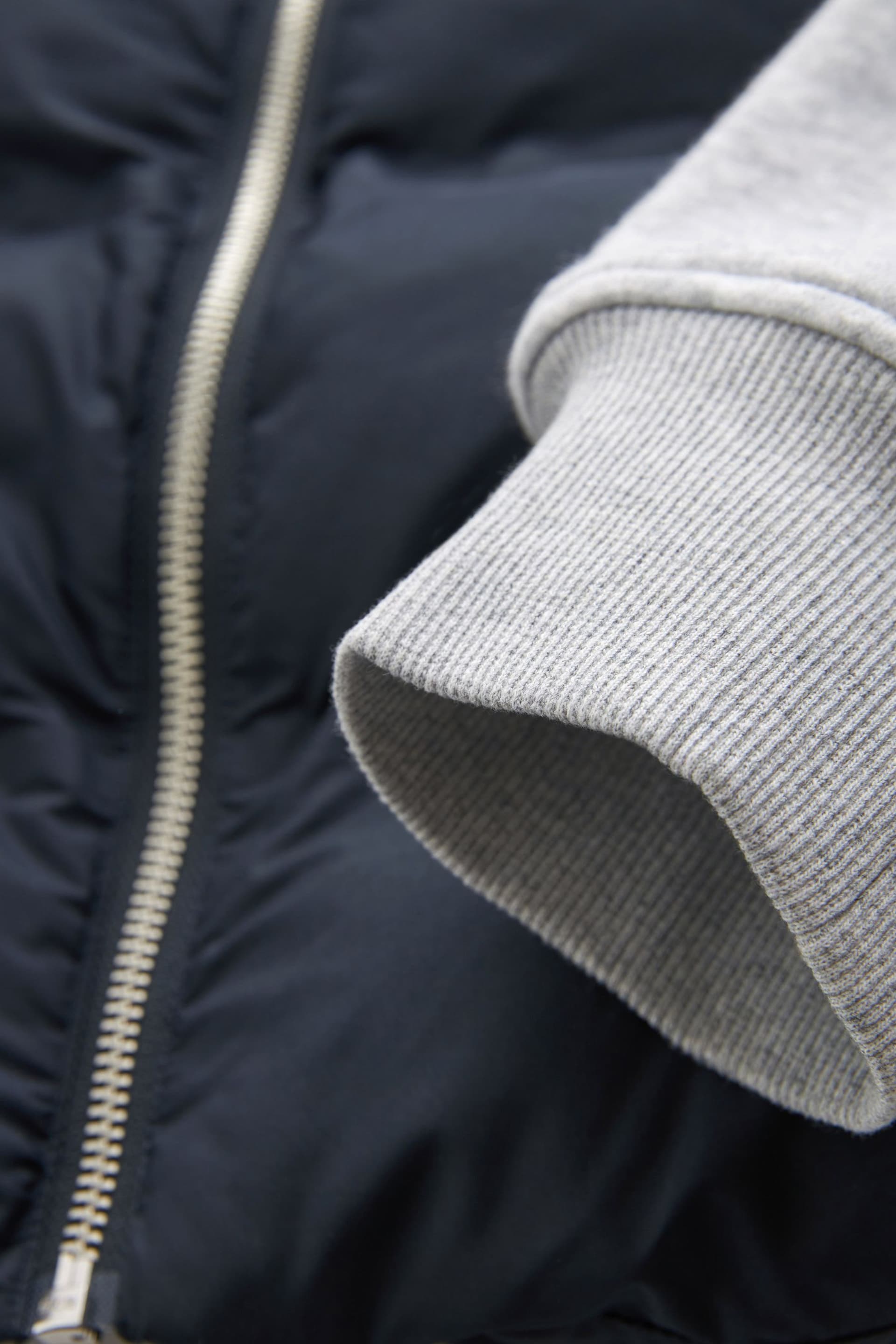 Navy Blue/Grey Jersey Sleeve Puffer Jacket - Image 11 of 12