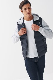 Navy Blue/Grey Jersey Sleeve Puffer Jacket - Image 4 of 12