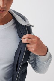 Navy Blue/Grey Jersey Sleeve Puffer Jacket - Image 5 of 12