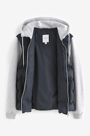 Navy Blue/Grey Jersey Sleeve Puffer Jacket - Image 9 of 12