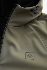 Khaki Green Shower Resistant Softshell Hooded Jacket - Image 12 of 15