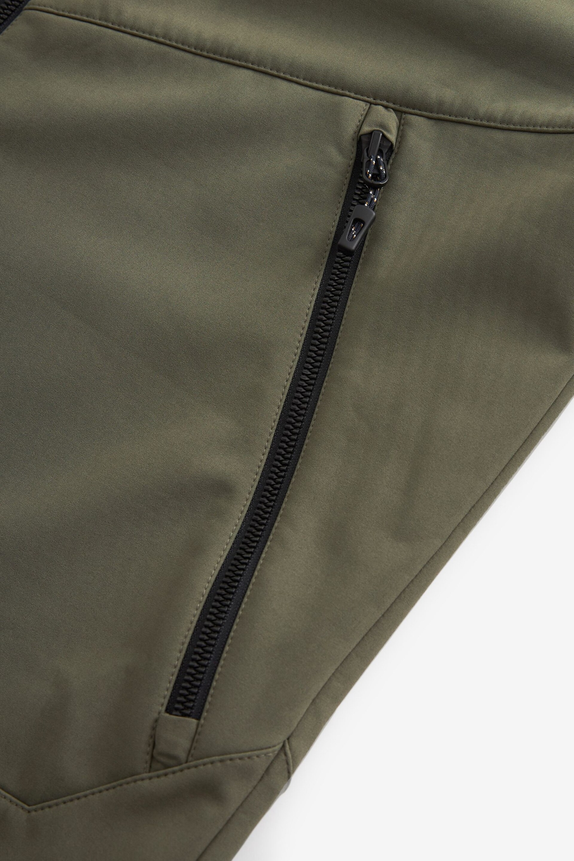 Khaki Green Shower Resistant Softshell Hooded Jacket - Image 14 of 15