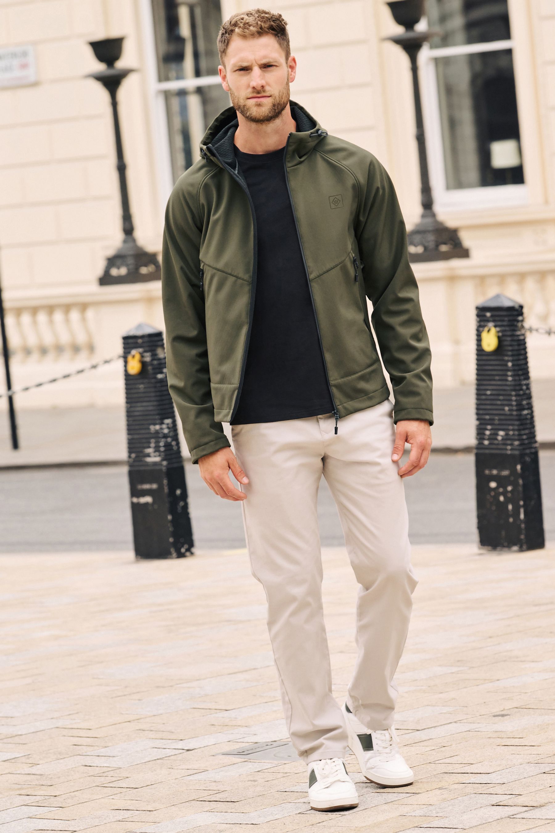 Buy Khaki Green Shower Resistant Softshell Hooded Jacket from Next Luxembourg