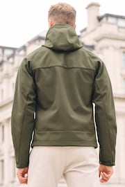 Khaki Green Shower Resistant Softshell Hooded Jacket - Image 4 of 15