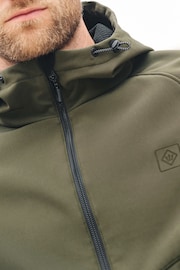 Khaki Green Shower Resistant Softshell Hooded Jacket - Image 6 of 15