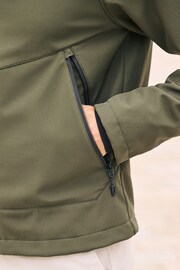 Khaki Green Shower Resistant Softshell Hooded Jacket - Image 7 of 15