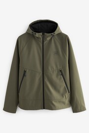 Khaki Green Shower Resistant Softshell Hooded Jacket - Image 9 of 15