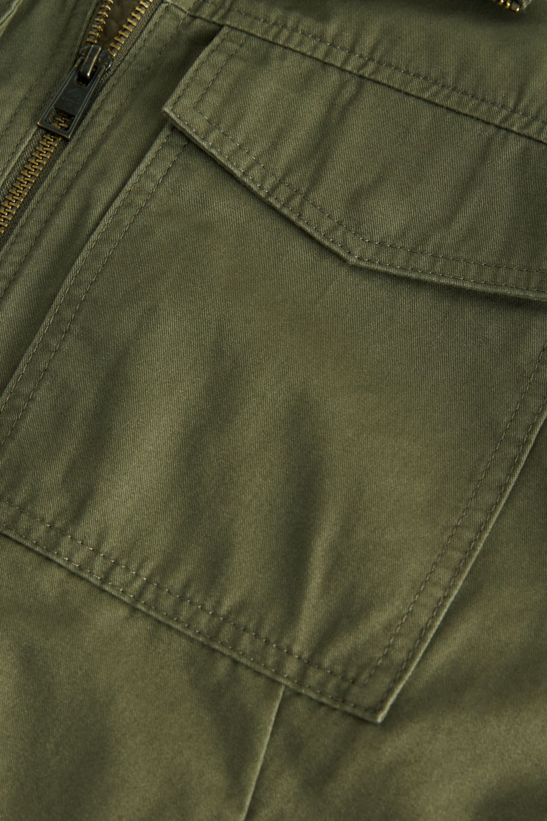 Khaki Green Borg Lined Shacket - Image 12 of 13