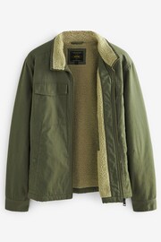 Khaki Green Borg Lined Shacket - Image 9 of 13