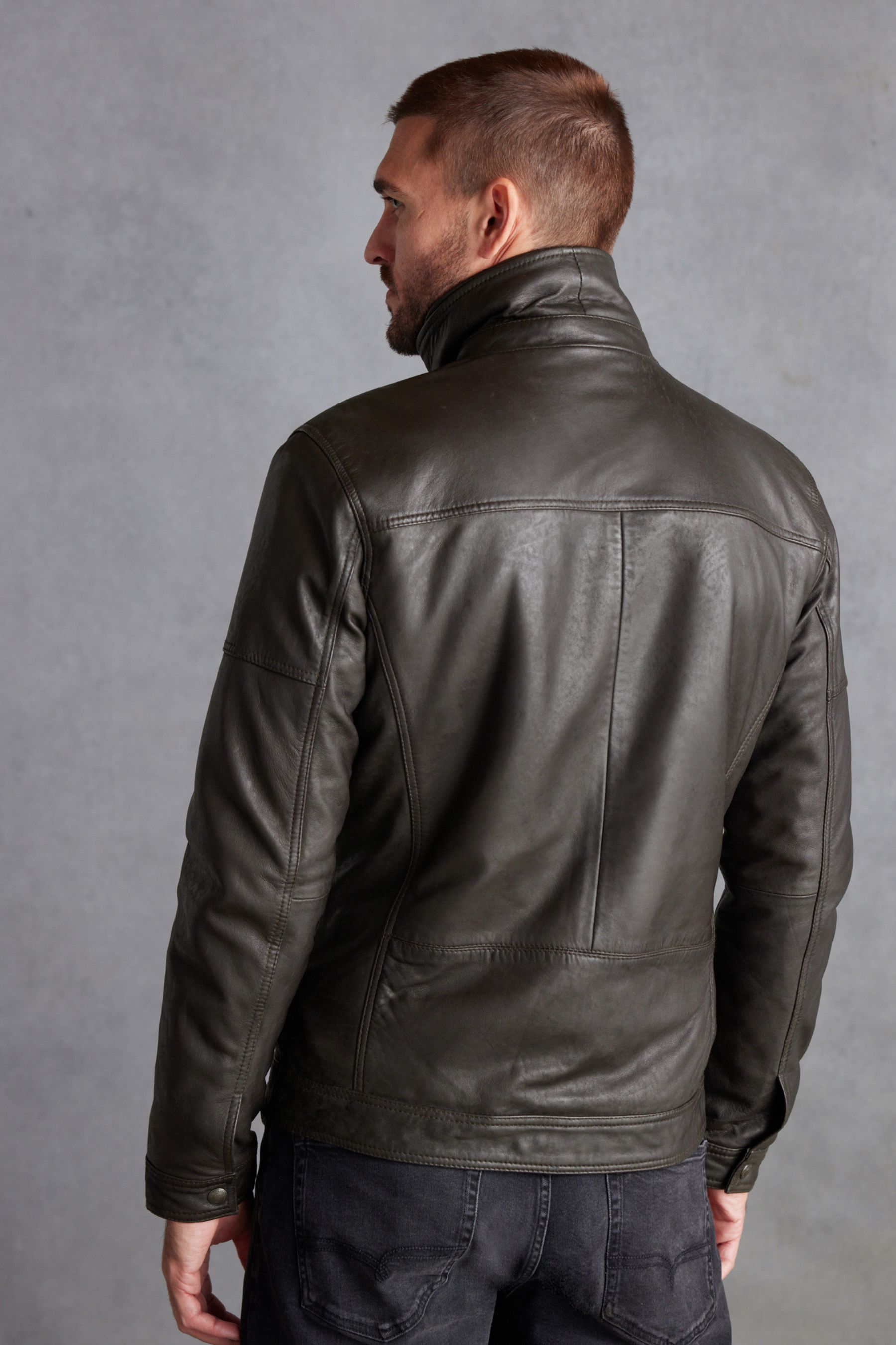 Borg lined leather jacket clearance