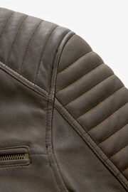 Brown Leather Quilted Racer Jacket - Image 9 of 10
