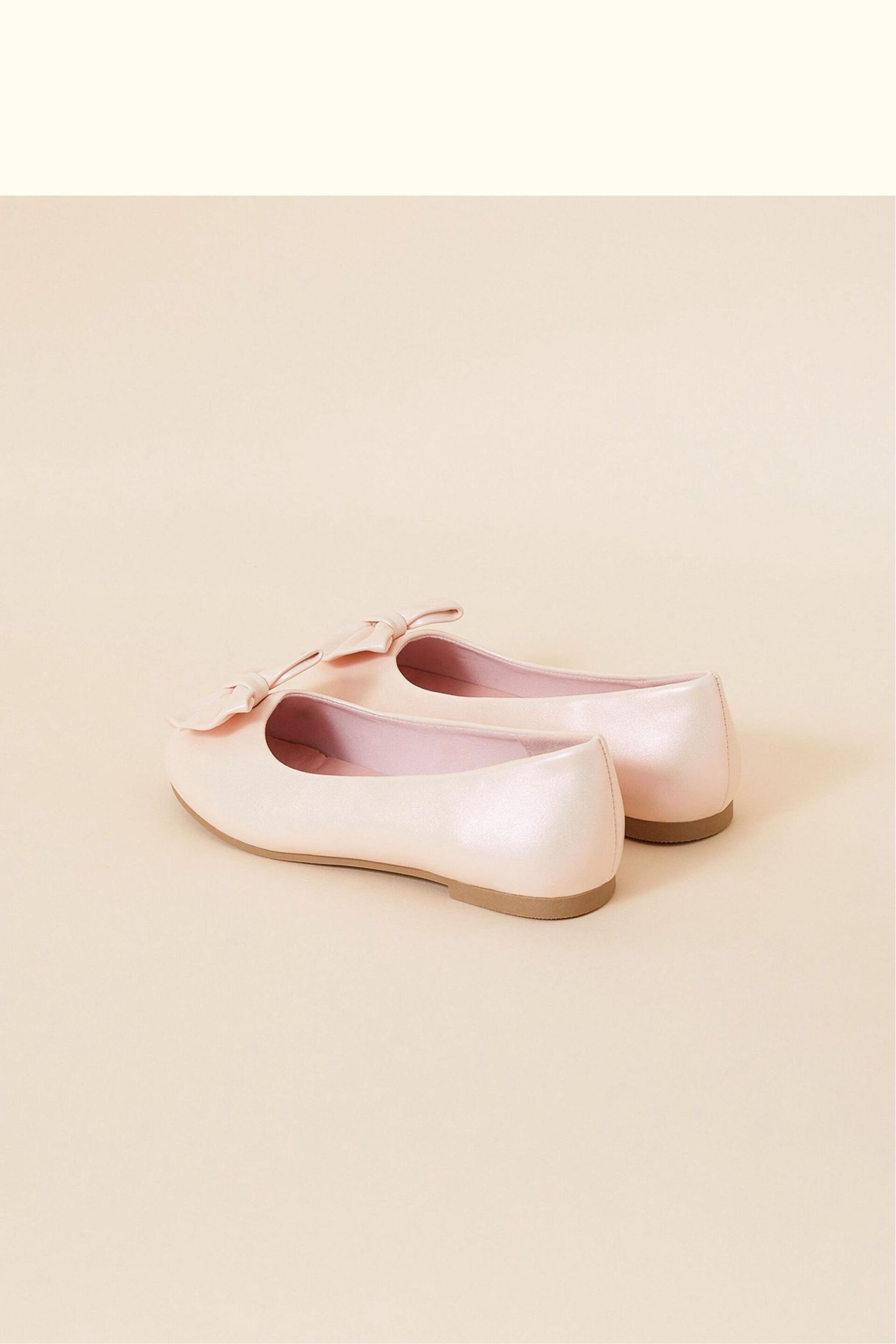 Angels by Accessorize Girls Pink Bow Ballerina Flat Shoes - Image 2 of 2
