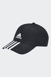 adidas Black Baseball 3-Stripe Cap - Image 1 of 4