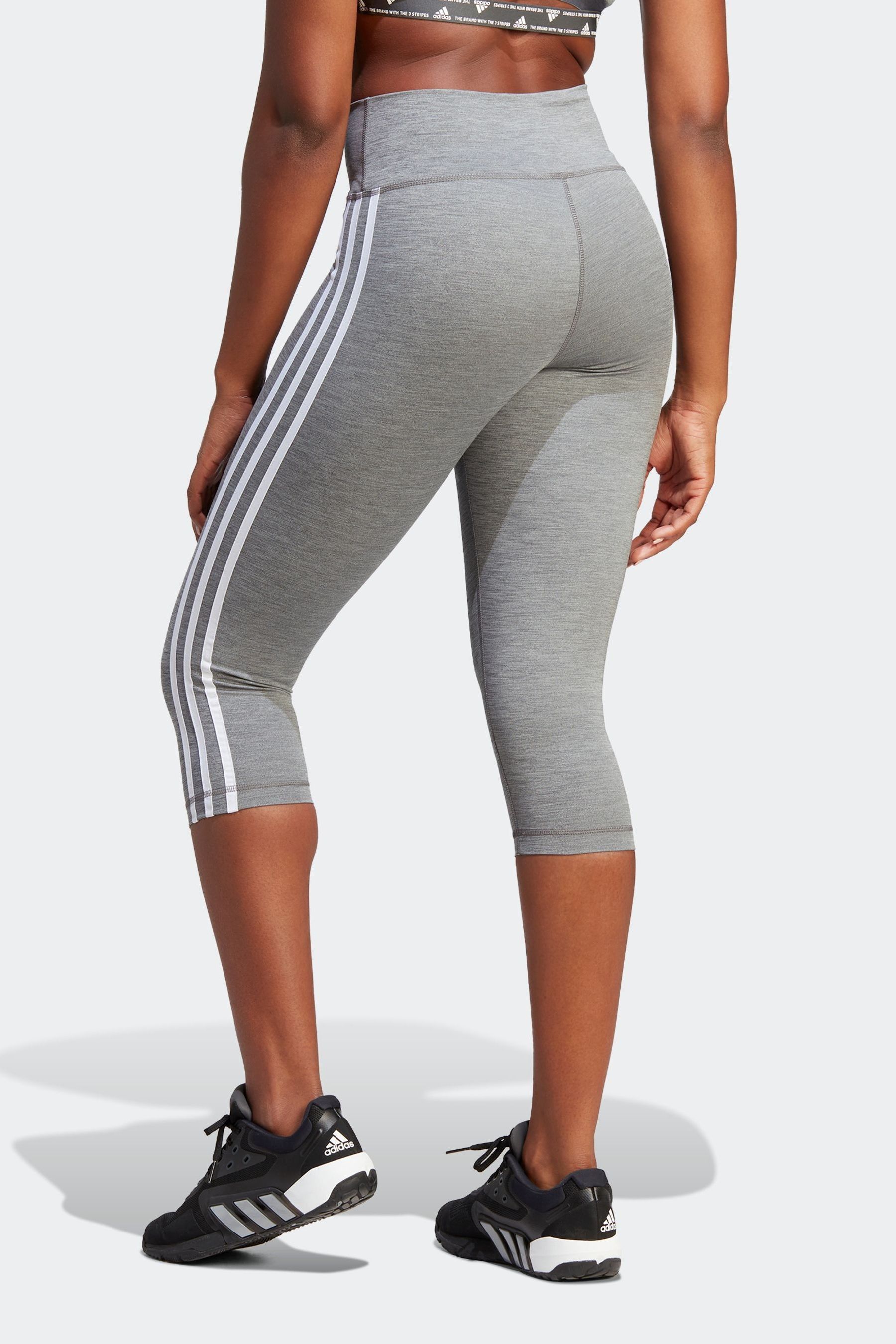Buy adidas Grey Performance Train Essentials 3 stripes High waisted 3 4 Leggings from Next Luxembourg