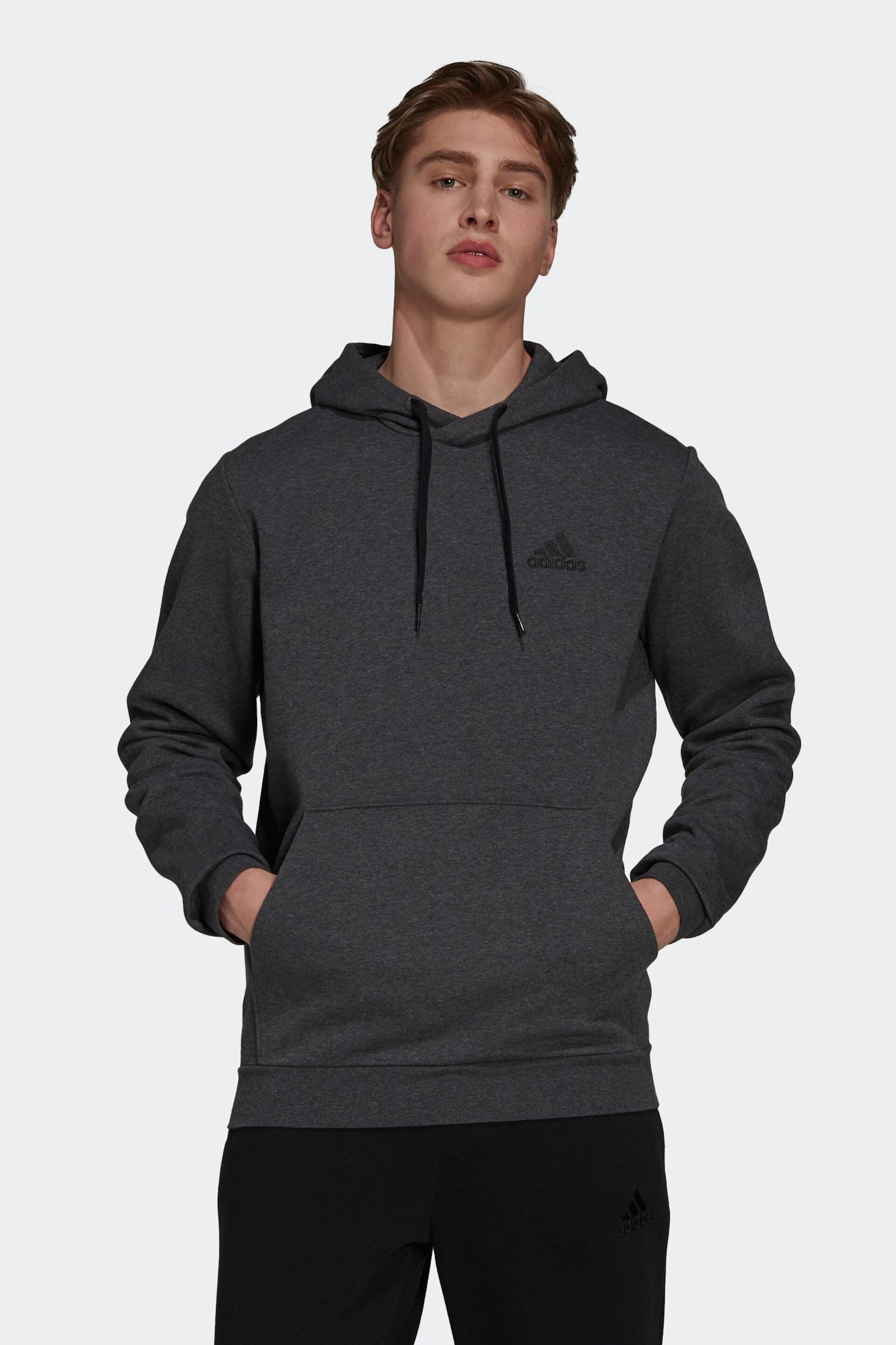 adidas Grey Sportswear Essentials Feel Cozy Fleece Hoodie - Image 1 of 4