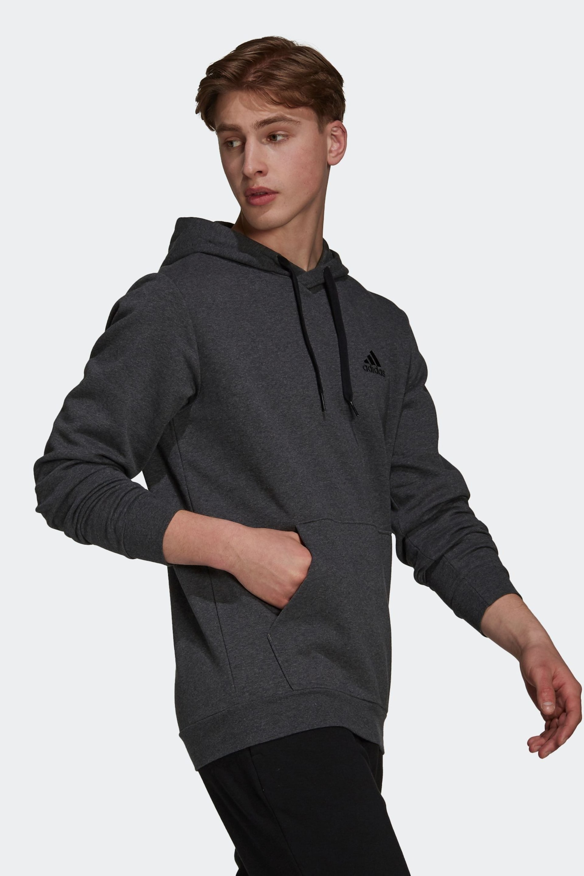 adidas Grey Sportswear Essentials Feel Cozy Fleece Hoodie - Image 3 of 4