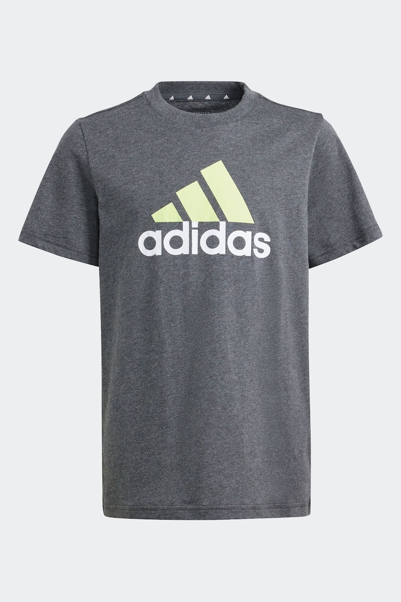 adidas Dark Grey Essentials 3-Stripes Cotton T-Shirt - Image 5 of 9