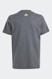 adidas Dark Grey Essentials 3-Stripes Cotton T-Shirt - Image 6 of 9