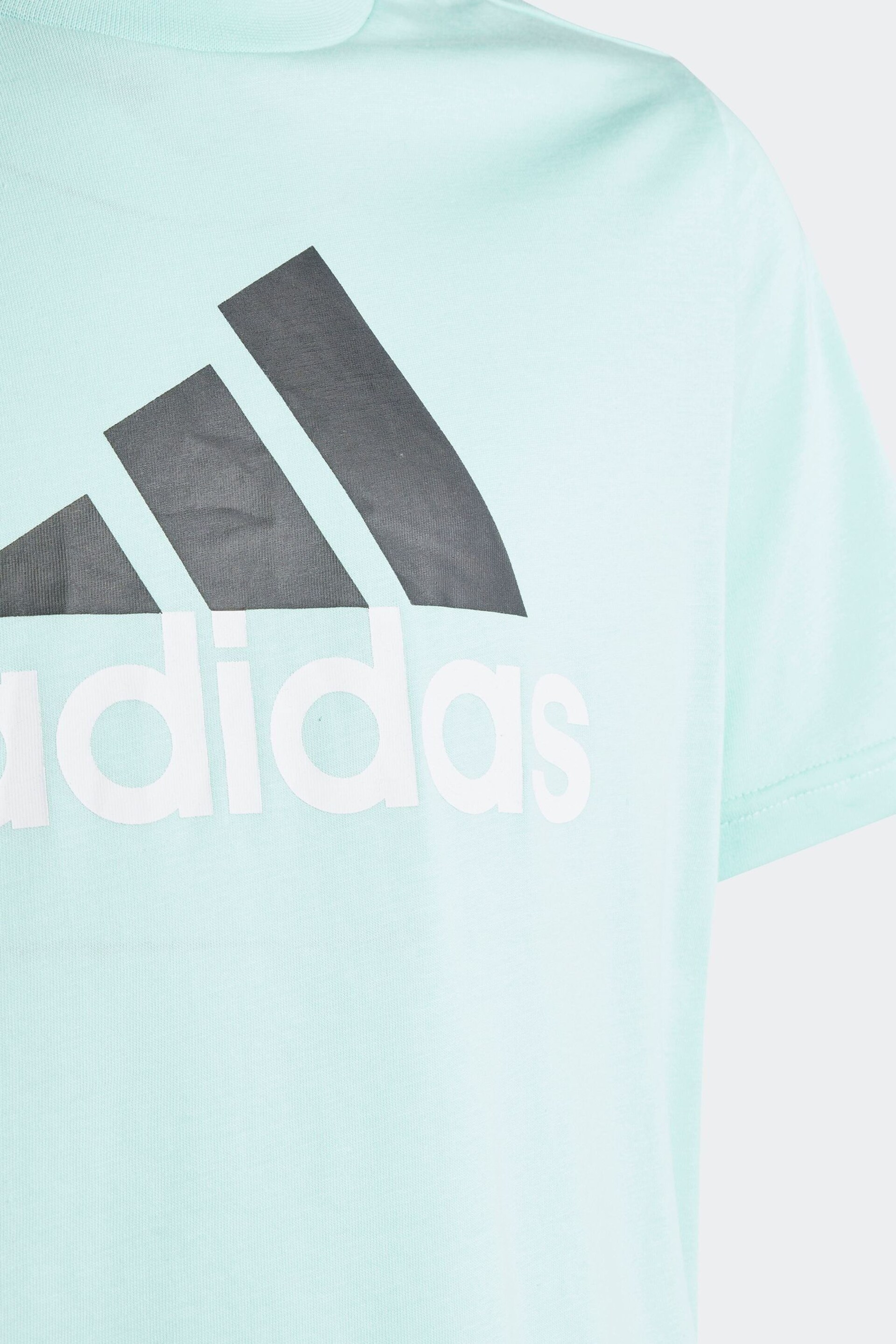 adidas Green Sportswear Essentials Two-Colour Big Logo Cotton T-Shirt - Image 3 of 5