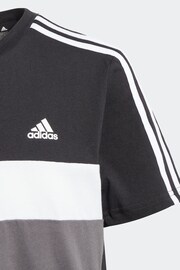 adidas Black Kids Sportswear Tiberio 3-Stripes Colourblock Cotton T-Shirt - Image 6 of 8