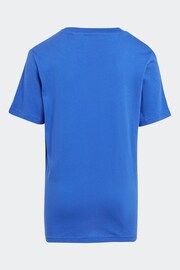 adidas Blue Kids Sportswear Tiberio 3-Stripes Colourblock Cotton T-Shirt - Image 2 of 5